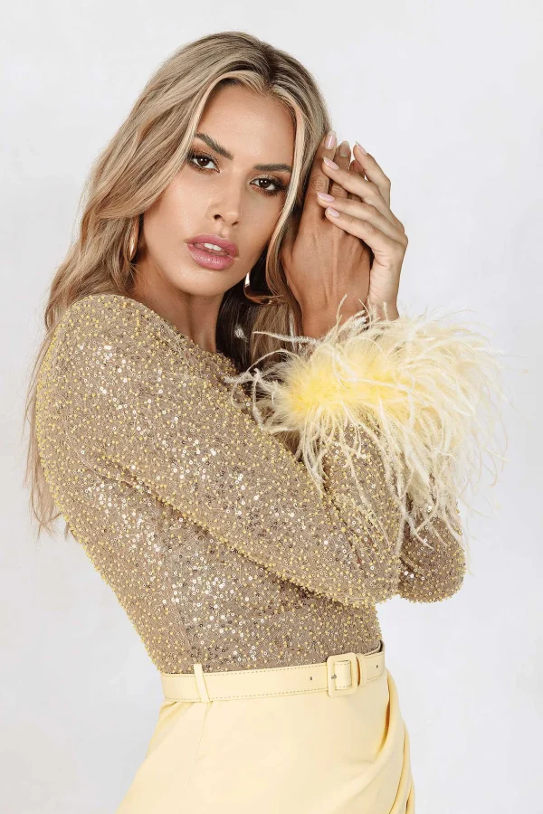 Lavish Alice Annie Beaded Sequin Mini Dress In Yellow Cheap