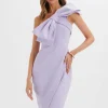 Lavish Alice Cameron One Shoulder Statement Bow Midi Dress In Lilac Flash Sale