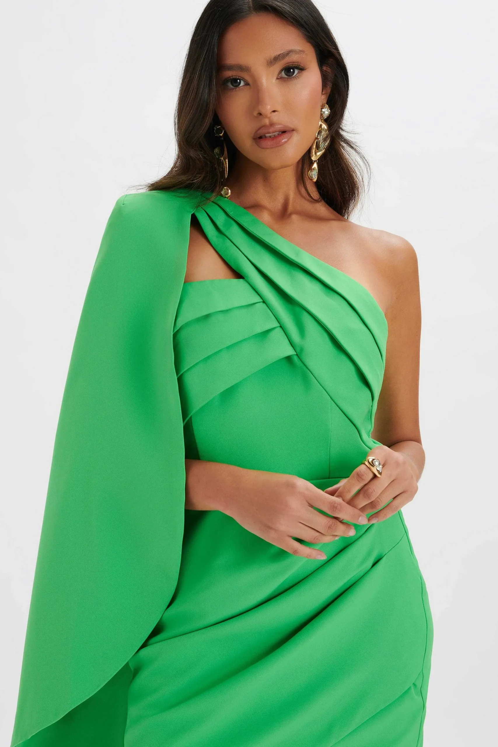charlotte_pleated_one_sho_2.webp Lavish Alice Charlotte Pleated One Shoulder Cape Mini Dress In Green New
