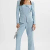 Lavish Alice Jessie Diamante Trim Tailored Jumpsuit In Pastel Blue New