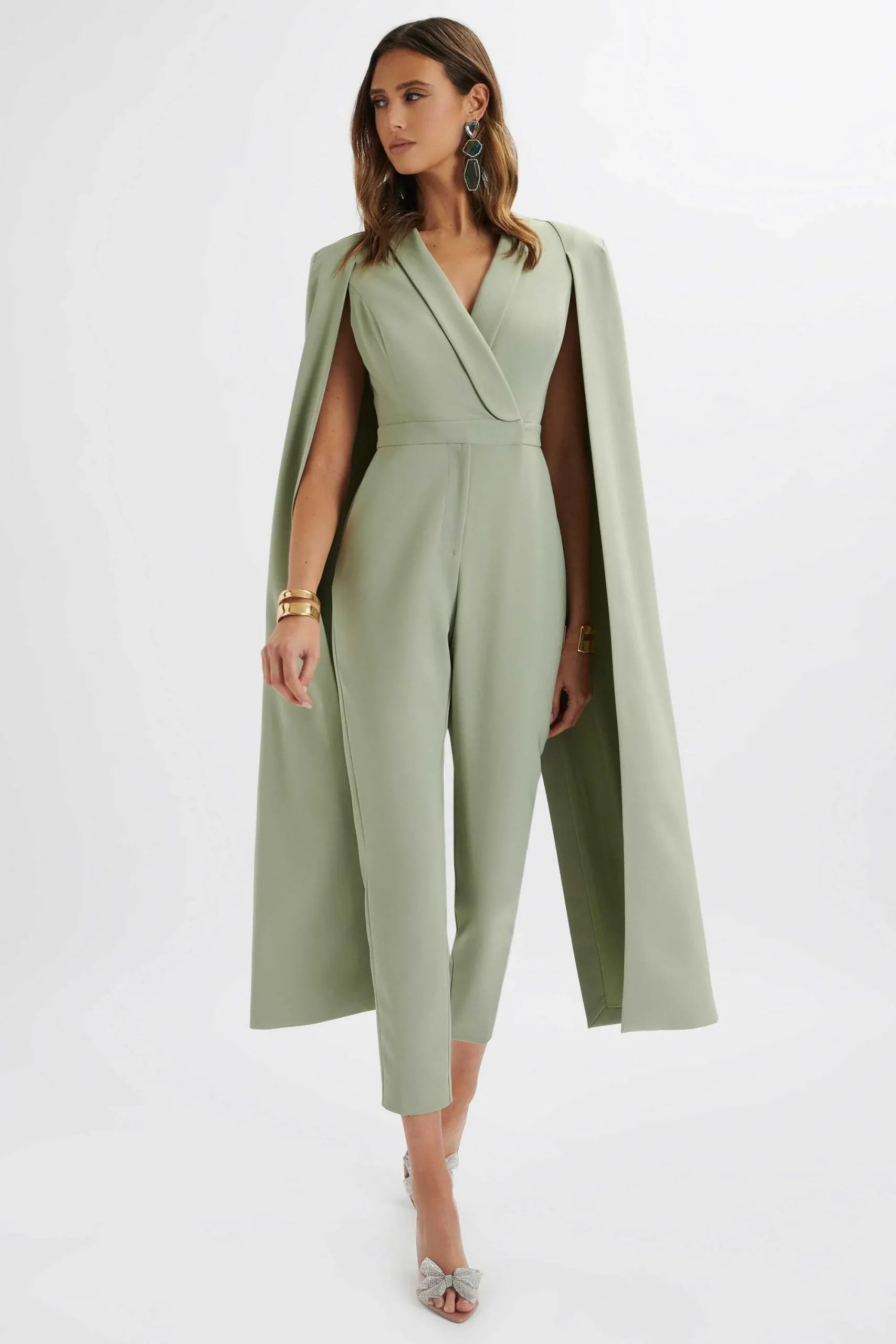 rayna_longline_cape_tailo_1.webp Lavish Alice Rayna Longline Cape Tailored Jumpsuit In Sage Green Shop