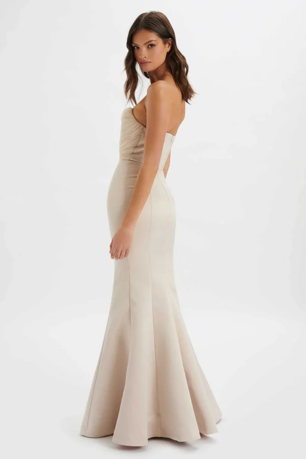 Lavish Alice Renata Bonded Satin Corset Maxi Dress In Champagne Cheap